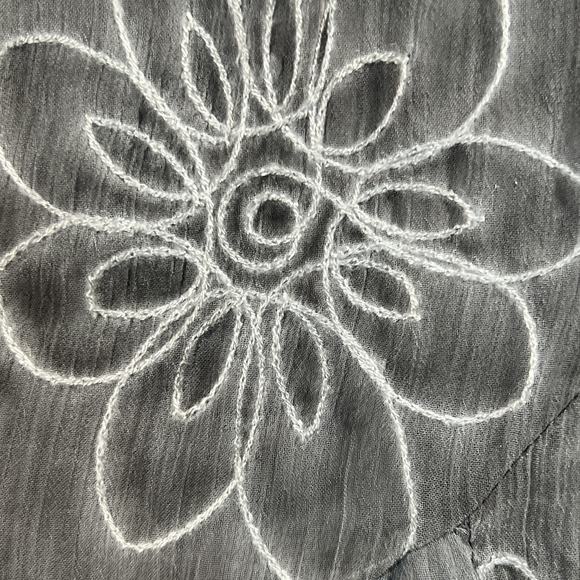 CalStyle Embroidered Peasant Top Mini Dress Tunic Top 3/4 Bell Sleeves Size L - Picture 8 of 16